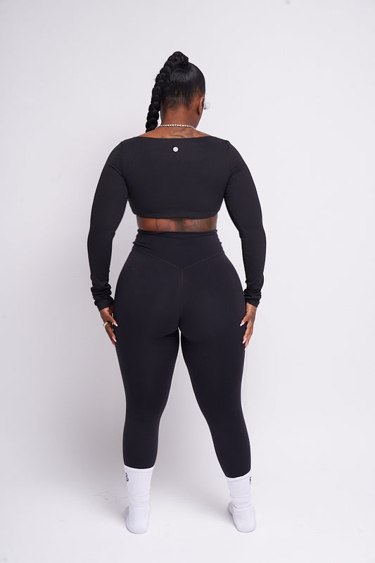Black Cropped Mini Scoop Top PRESALE